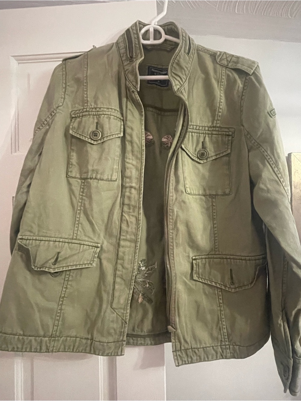 Abercrombie & Fitch Olive Green Jacket with Interior Label